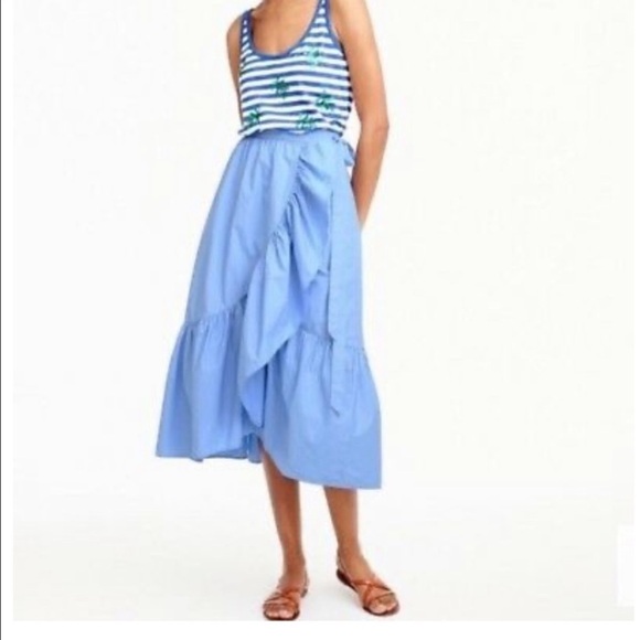 J Crew Ruffle Wrap Midi Skirt
A Line Tie Periwinkle Blue Size 4 - Picture 2 of 10